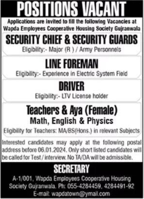 Wapda Security Jobs 2024