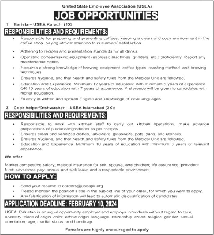United States Employee Association Jobs