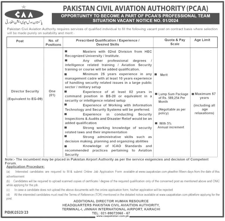 Pakistan Civil Aviation Authority Jobs 2024