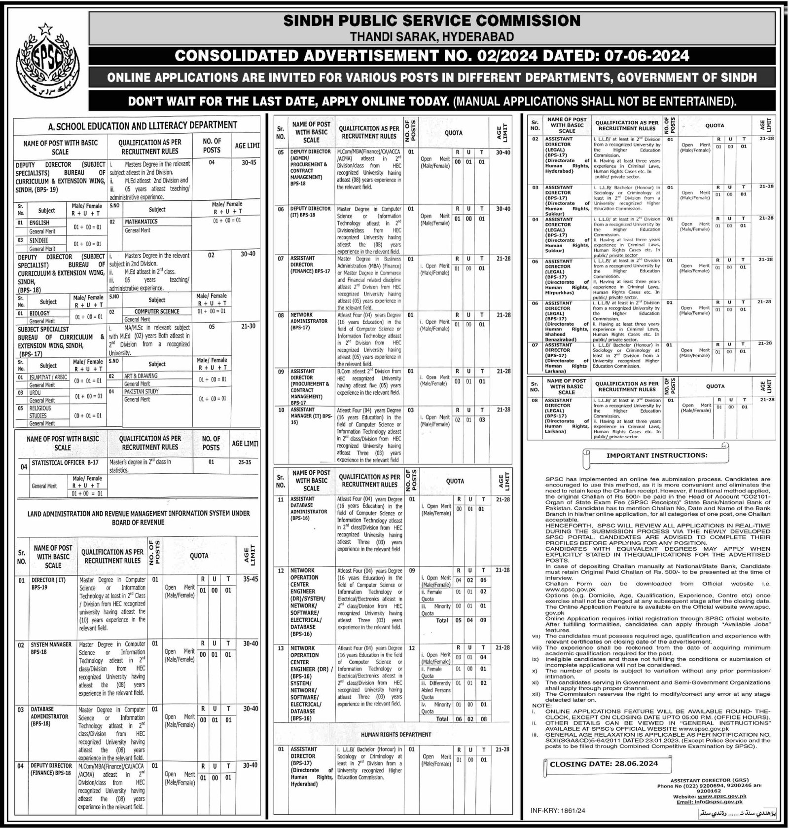 Sindh Public Service Commission Jobs 2024