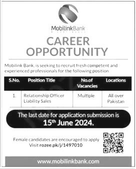 Mobilink Microfinance Bank Jobs