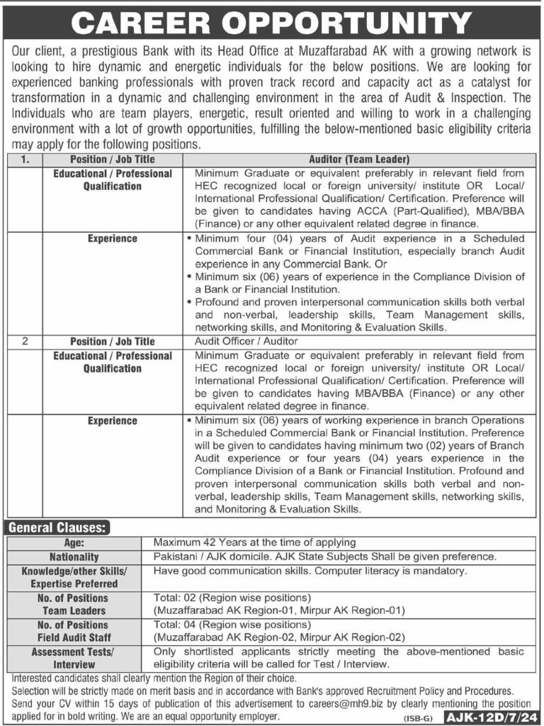 Commercial Bank Jobs 2024