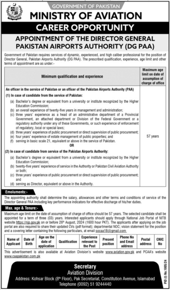 Ministry Of Aviation Jobs 2024