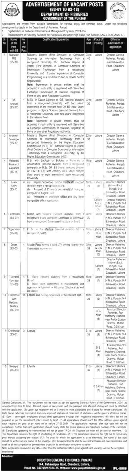 Fisheries Department Jobs 2024