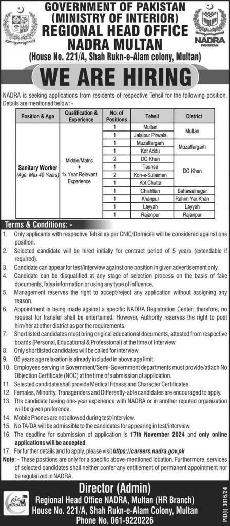National Database & Registration Authority Jobs 2024