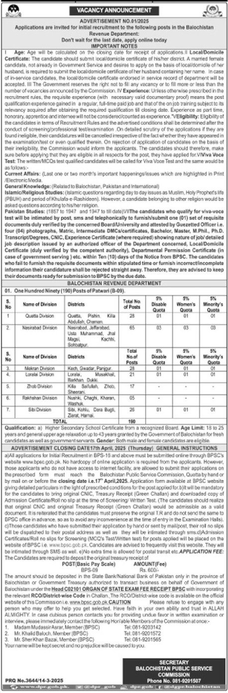 BPSC Patwari Jobs 2025