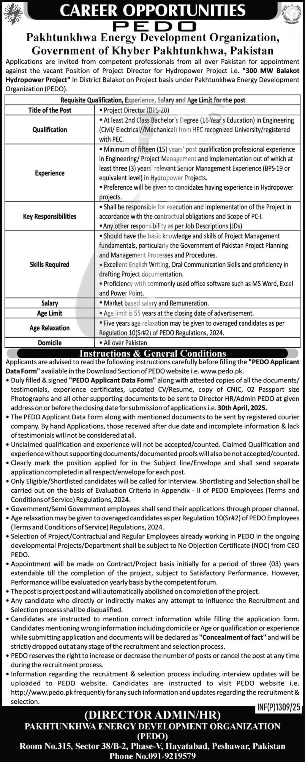 Energy Development Organization Jobs 2025