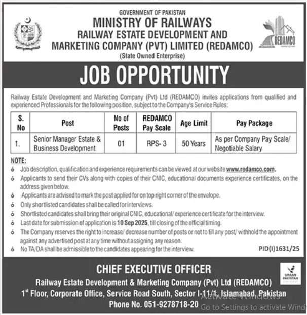 Ministry Of Railways Jobs 2025 Advertisement