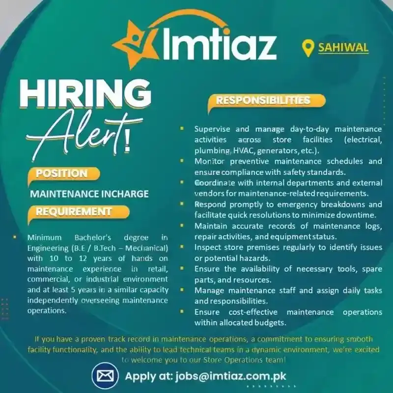 Imtiaz Super Market Jobs 2025 Advertisement