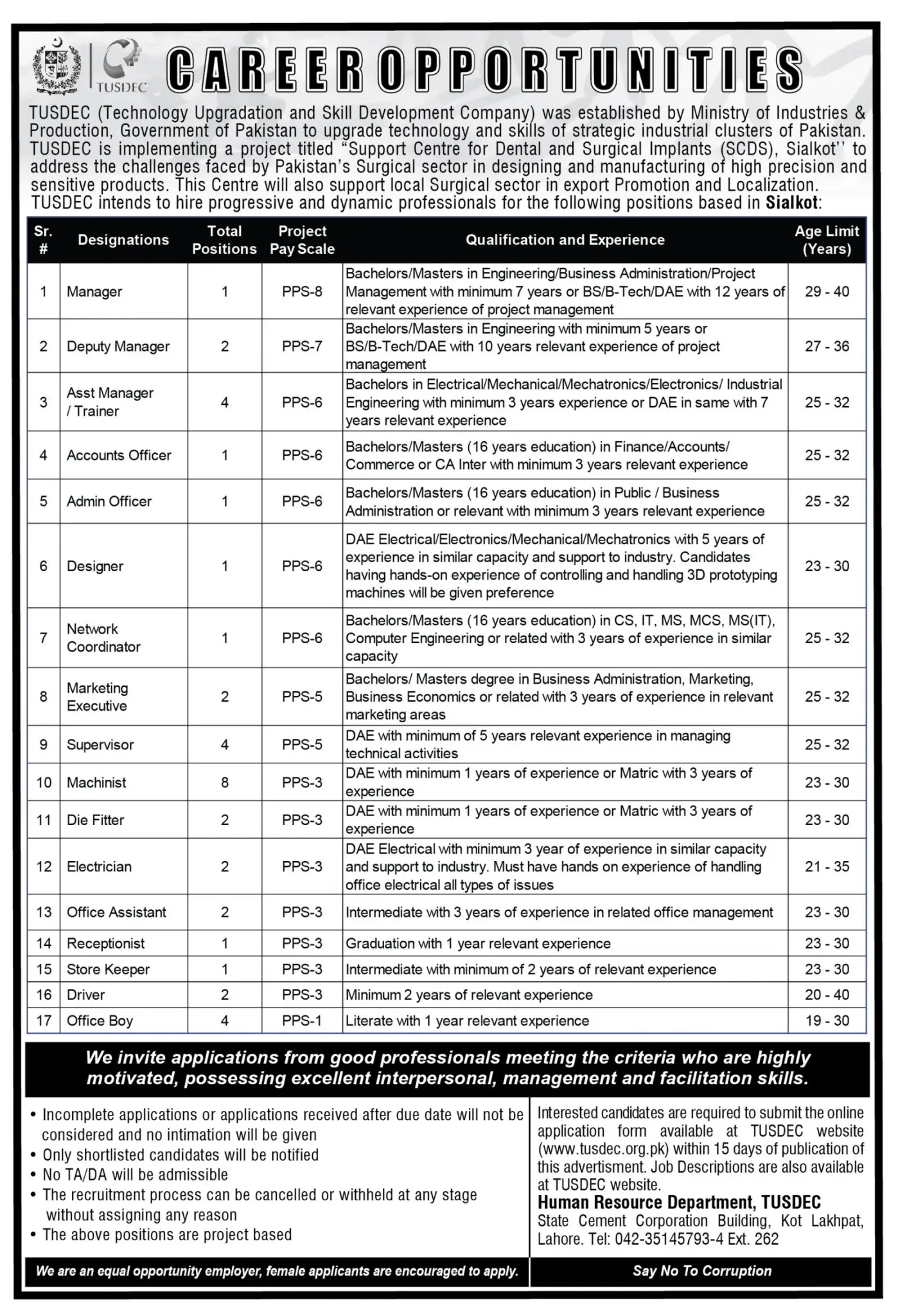 Technology Upgradation and Skill Development Company Jobs 2025 Advertisement